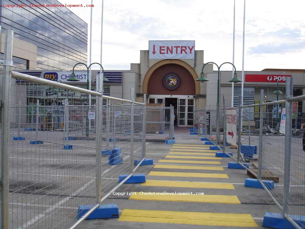 Fenced off Aus Post entrance - Chadstone Development Discussions