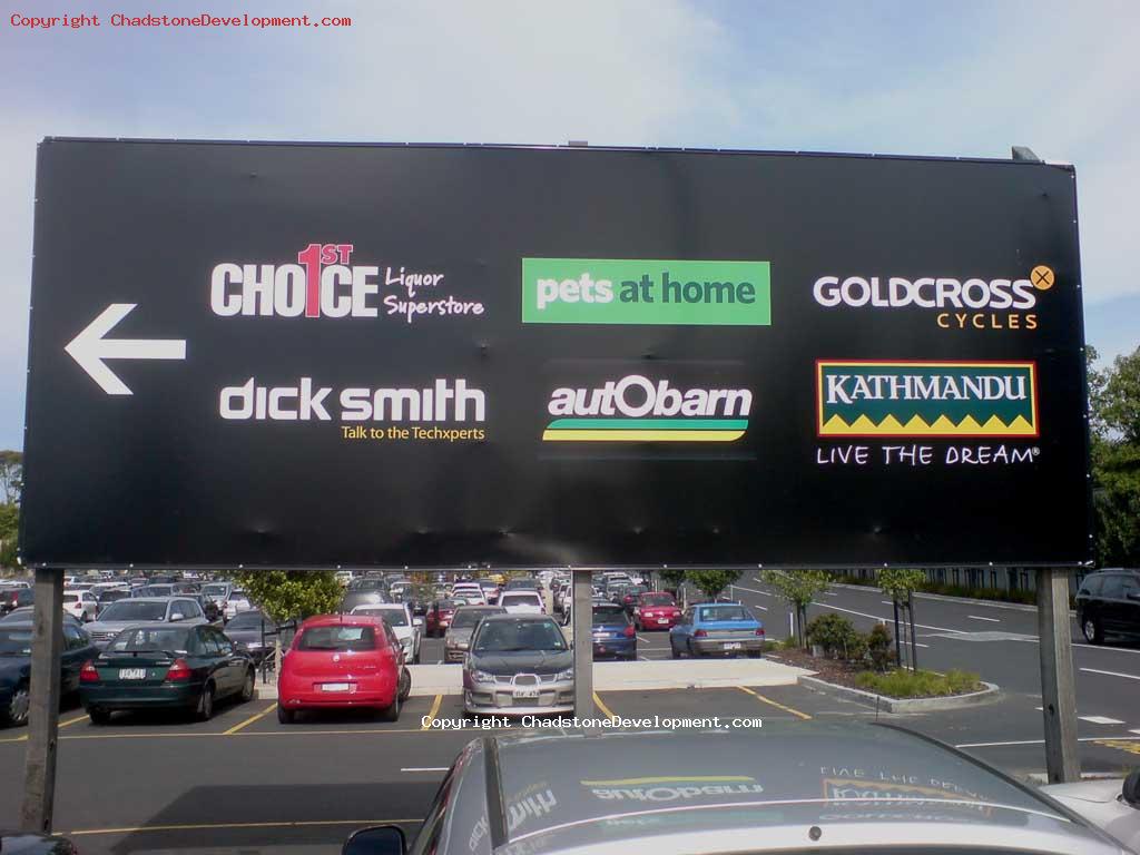 Sign for FC Liquor, Dick Smith, etc - Chadstone Development Discussions