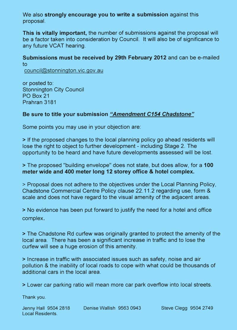  - Chadstone Development Discussions