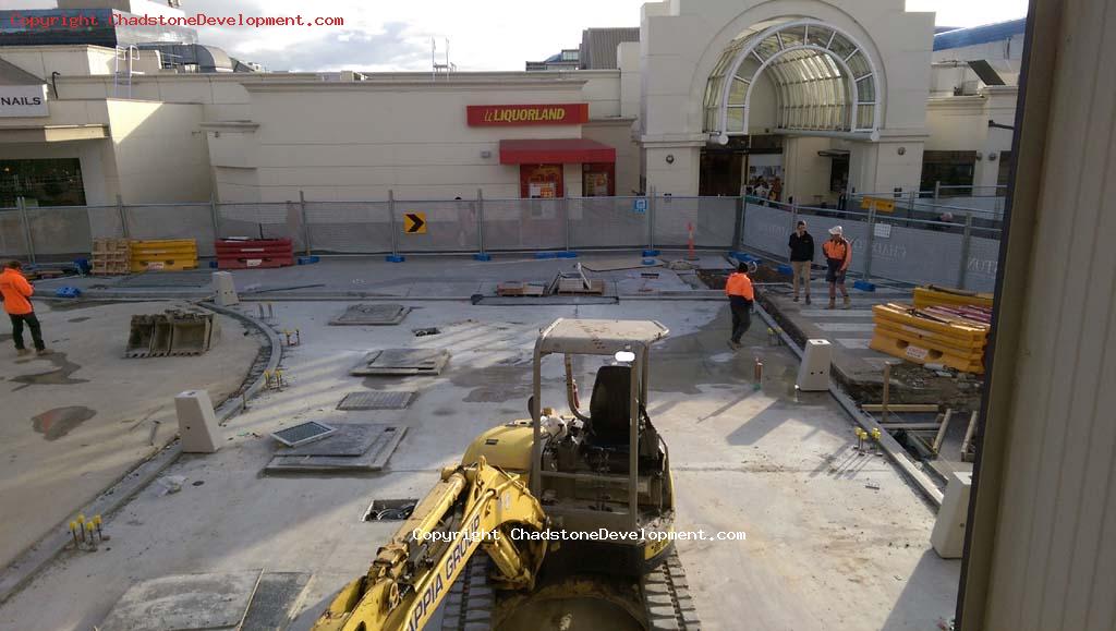 Workers and machinery building the new Coles carpark path - Chadstone Development Discussions