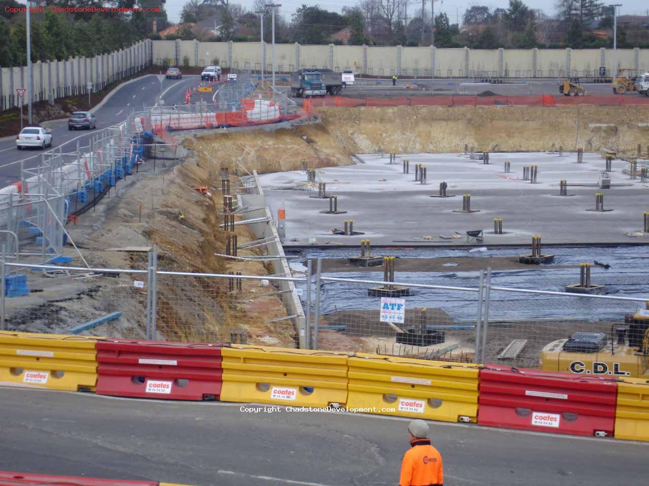 Side view of multi level carpark retaining wall - Chadstone Development Discussions