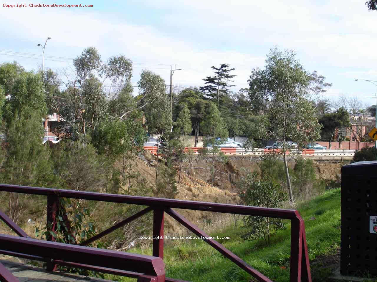 Barriers seen from scotchman's creek bridge - Chadstone Development Discussions