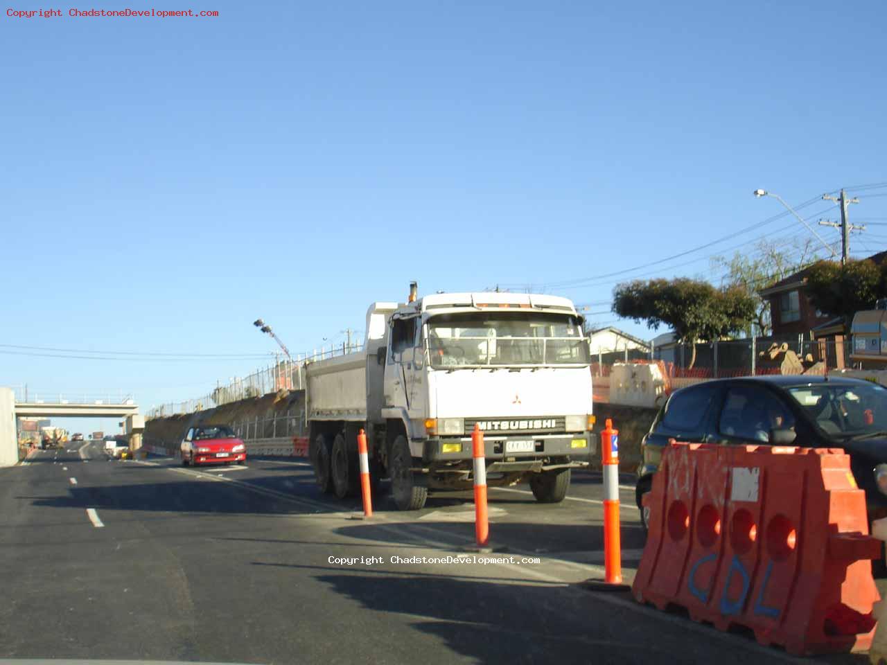 Trucks exiting the new part of middle road - Chadstone Development Discussions