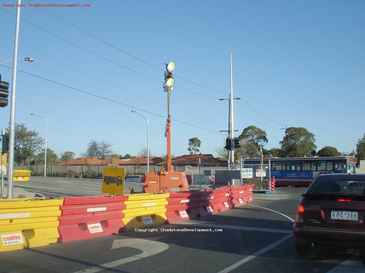 Barriers and temporaty lighting at the old Middle Rd - Chadstone Development Discussions