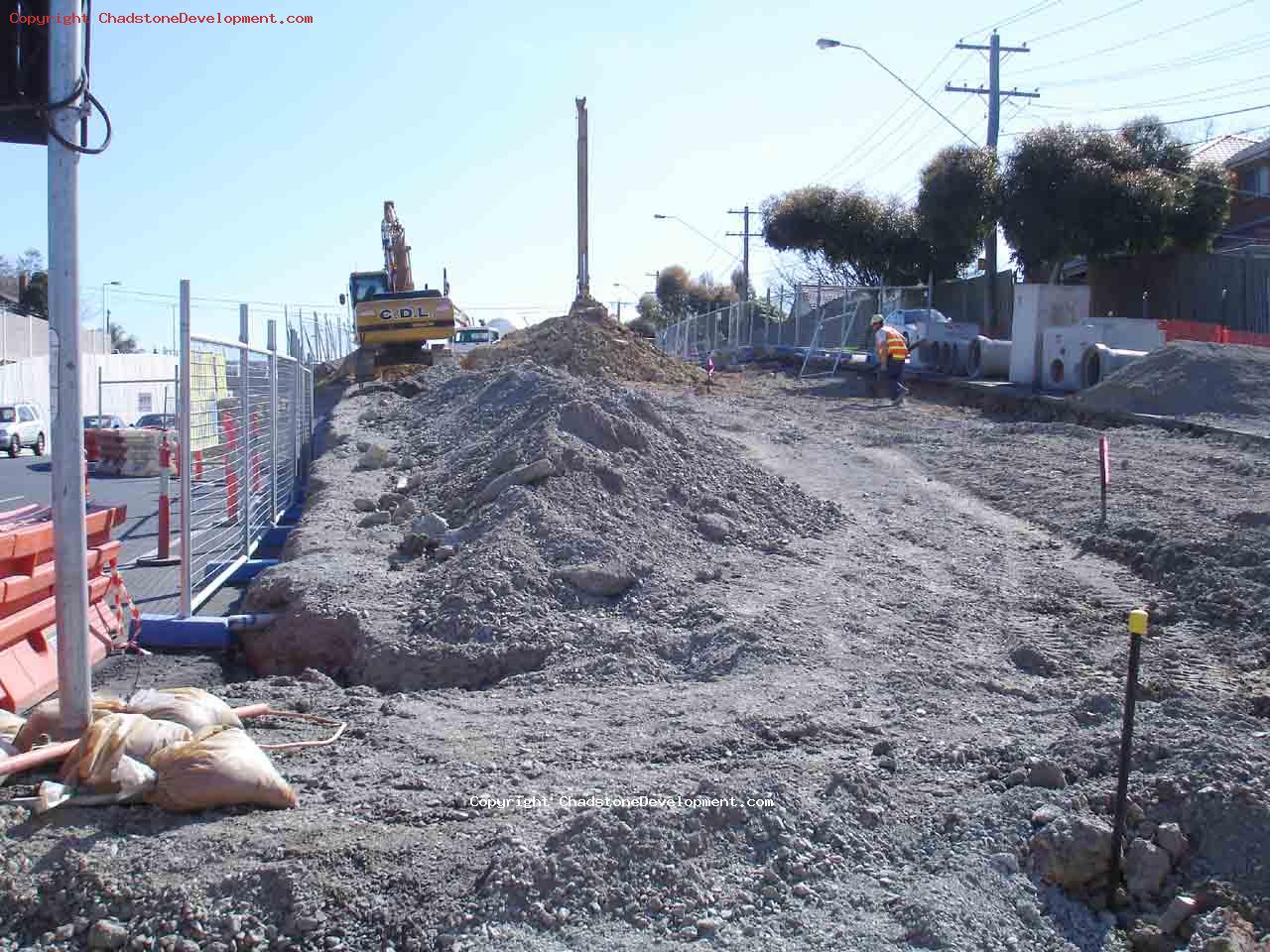 Rubble and earth at the bottom of Old Middle Rd - Chadstone Development Discussions