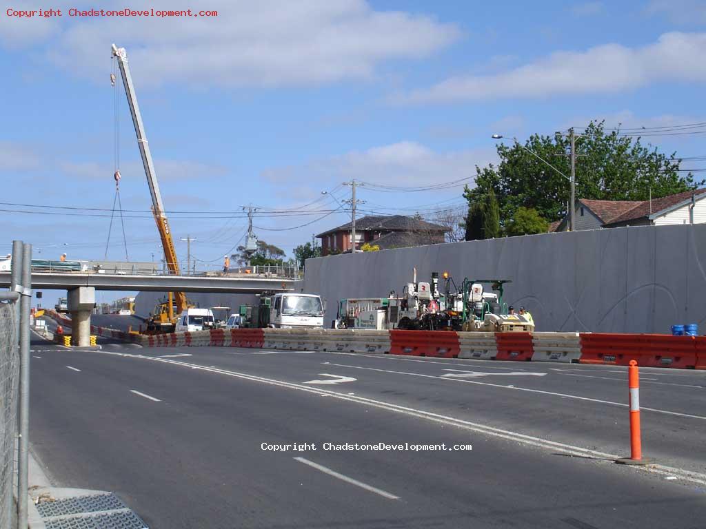 Crane lifting side walls onto Webster Street Bridge - Chadstone Development Discussions