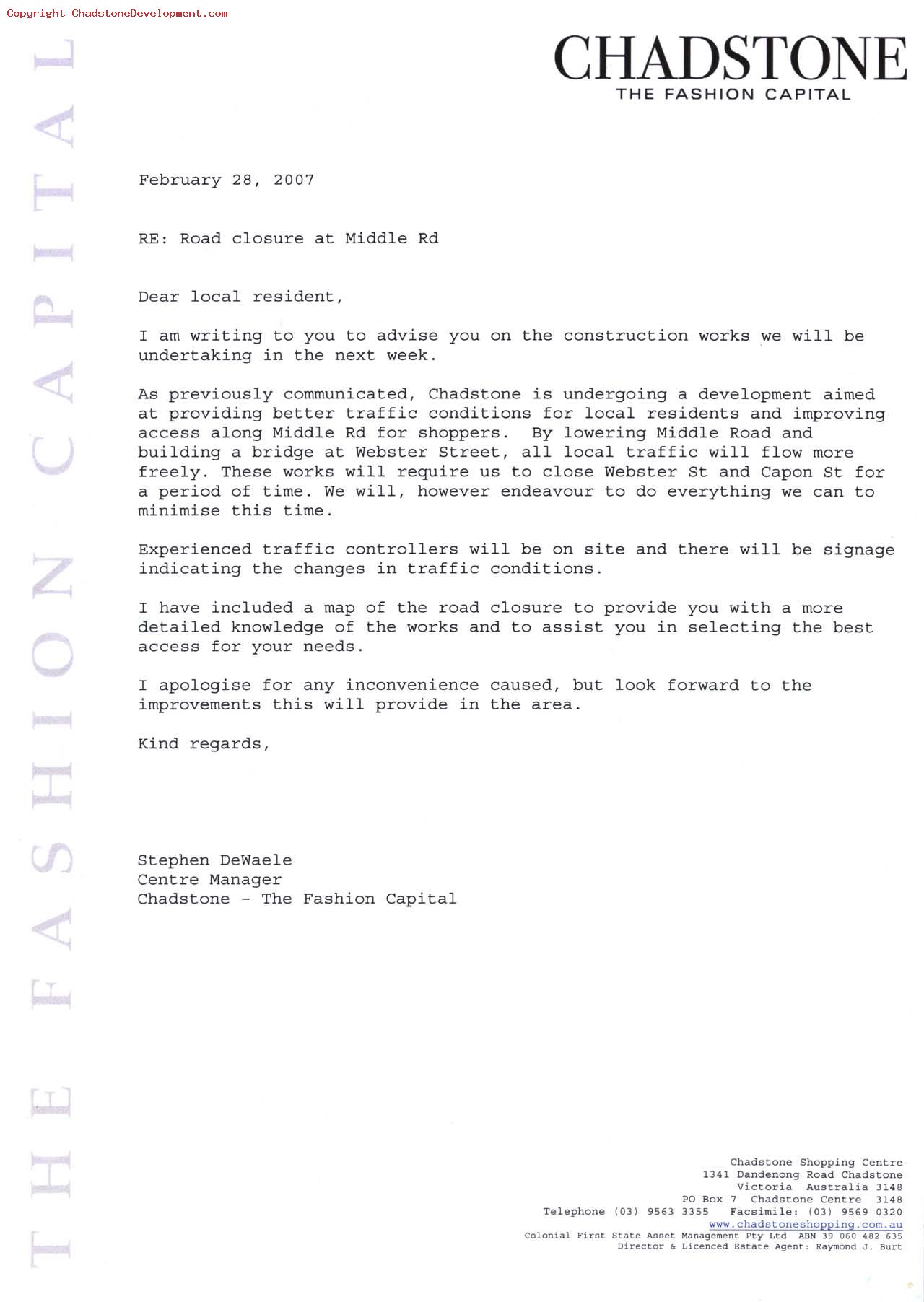  - Chadstone Development Discussions